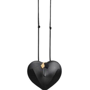 Alaia Black Heart Crossbody Bag with Gold Accent